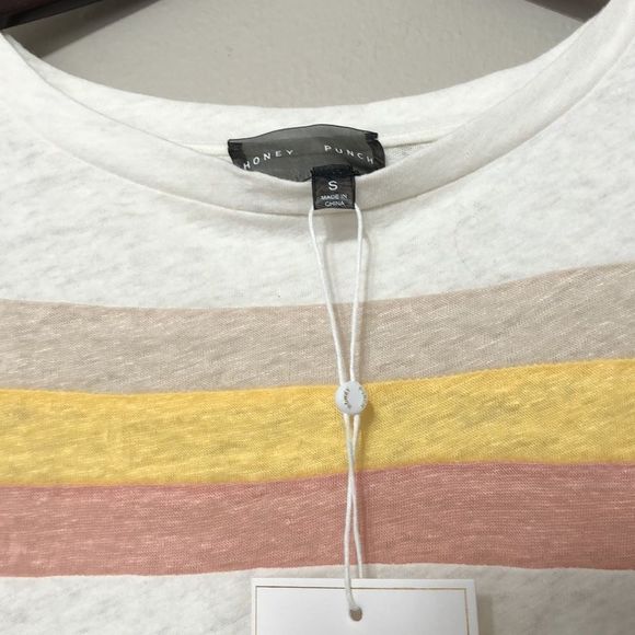 Honey Punch Striped 70’s Style Women’s S Small Casual Comfy Linen T Tee Shirt - Picture 3 of 6